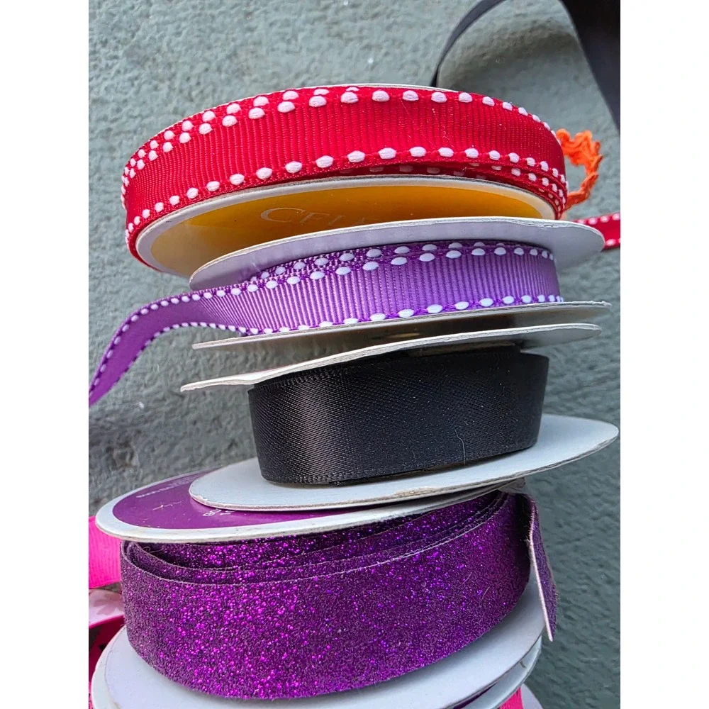 Celebrate It Craft Ribbon Lot 10‎ Spools Grosgrain Satin Glitter Floral Skulls